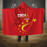 Custom China 2024 Hooded Blanket Chinese Dragon Yellow Star