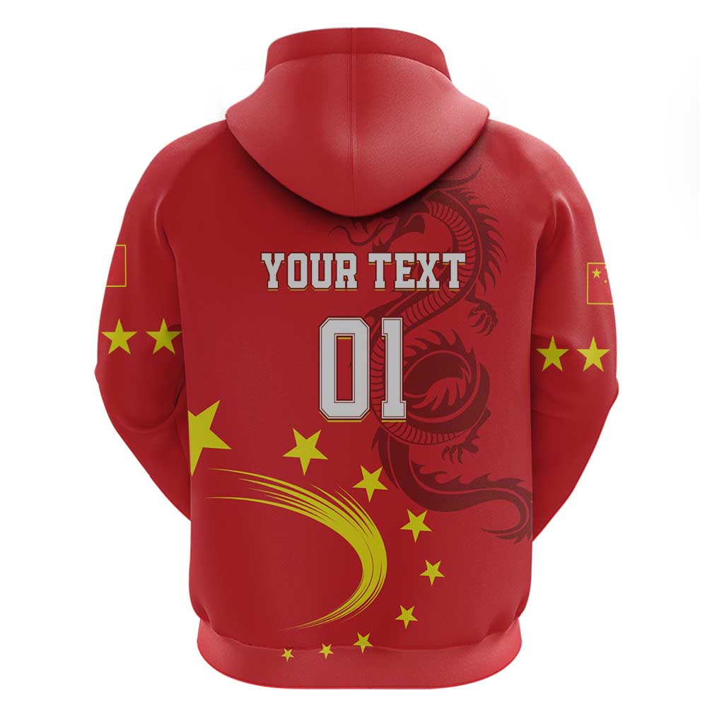 Custom China 2024 Hoodie Chinese Dragon Yellow Star - Wonder Print Shop