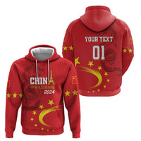 Custom China 2024 Hoodie Chinese Dragon Yellow Star - Wonder Print Shop