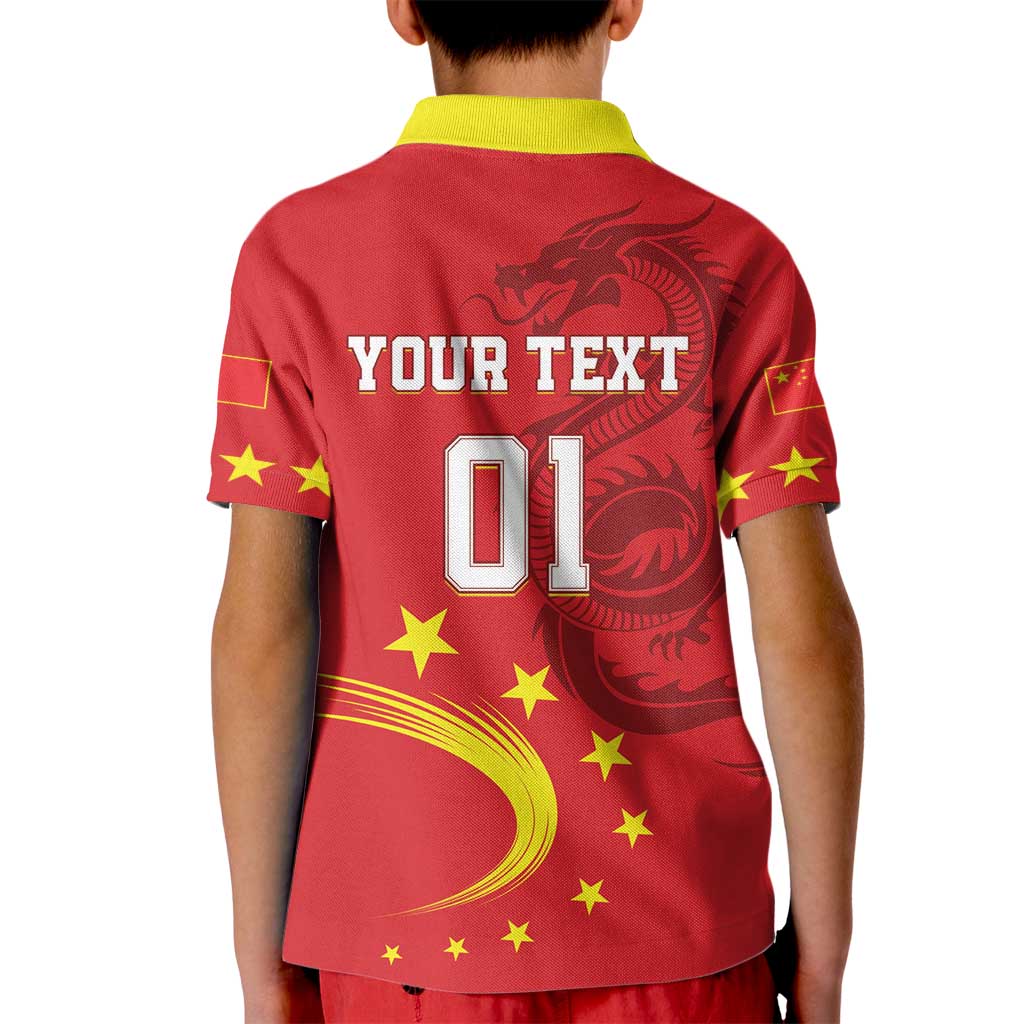 Custom China 2024 Kid Polo Shirt Chinese Dragon Yellow Star - Wonder Print Shop