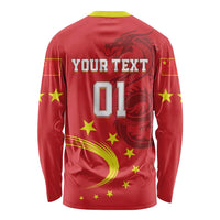 Custom China 2024 Long Sleeve Shirt Chinese Dragon Yellow Star - Wonder Print Shop