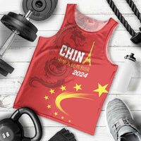 Custom China 2024 Men Tank Top Chinese Dragon Yellow Star - Wonder Print Shop