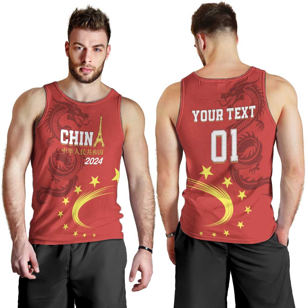 Custom China 2024 Men Tank Top Chinese Dragon Yellow Star - Wonder Print Shop