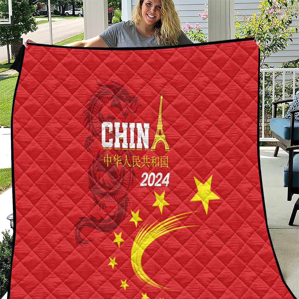 Custom China 2024 Quilt Chinese Dragon Yellow Star - Wonder Print Shop