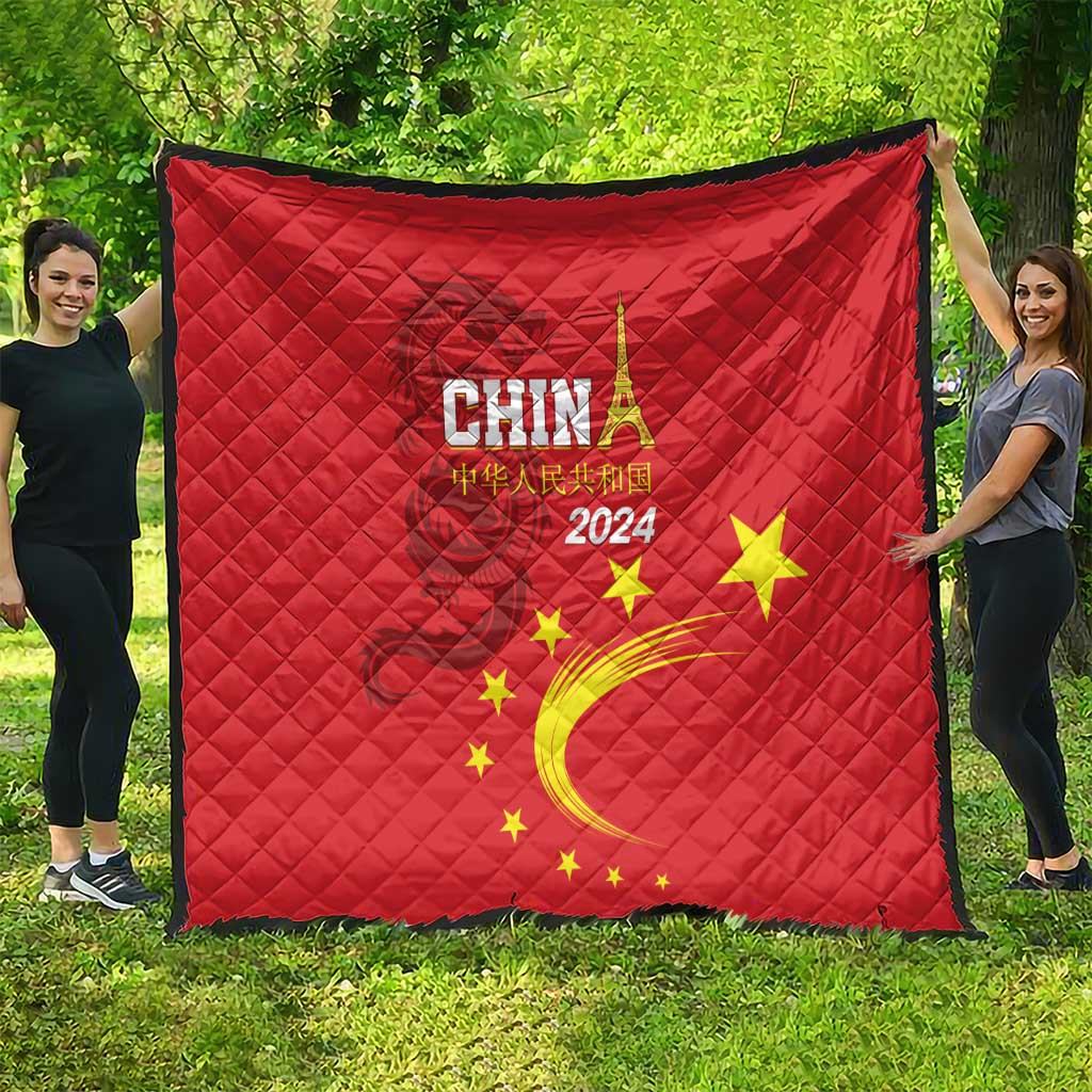 Custom China 2024 Quilt Chinese Dragon Yellow Star - Wonder Print Shop