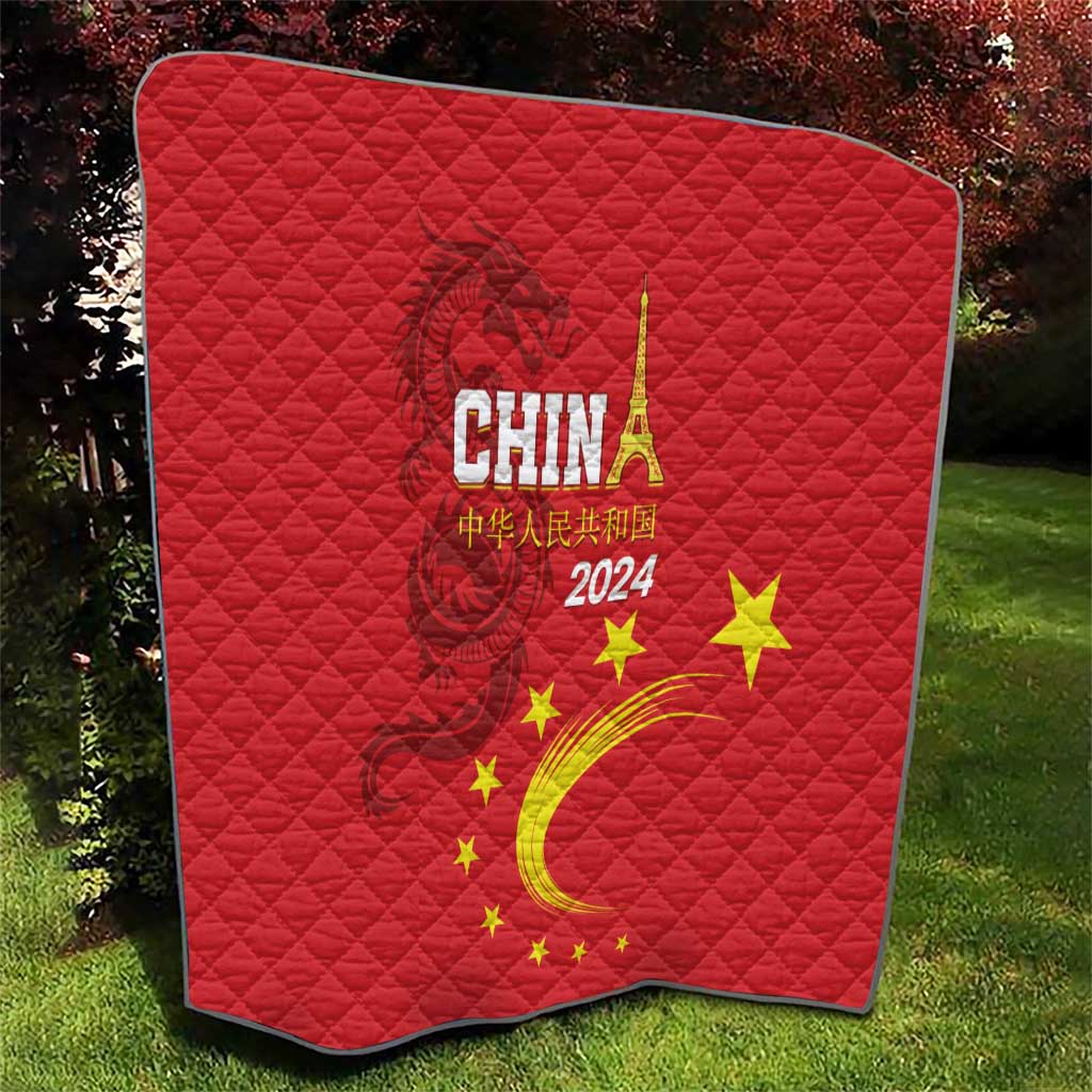 Custom China 2024 Quilt Chinese Dragon Yellow Star - Wonder Print Shop