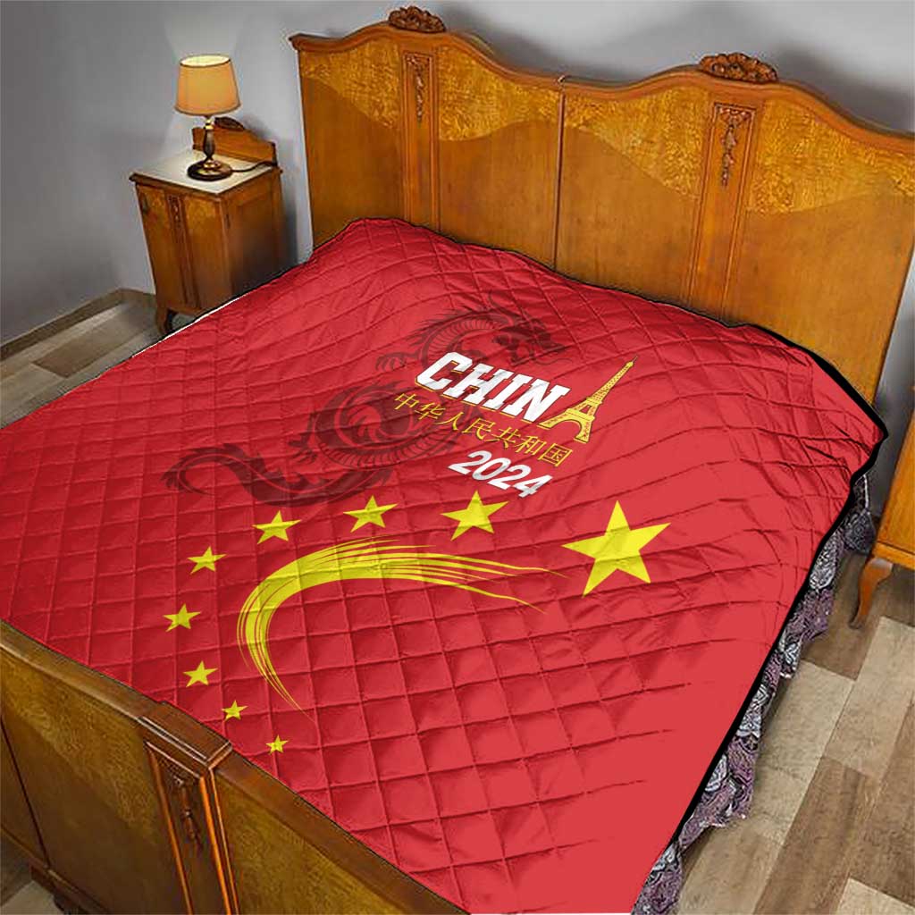 Custom China 2024 Quilt Chinese Dragon Yellow Star - Wonder Print Shop