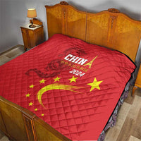 Custom China 2024 Quilt Chinese Dragon Yellow Star - Wonder Print Shop