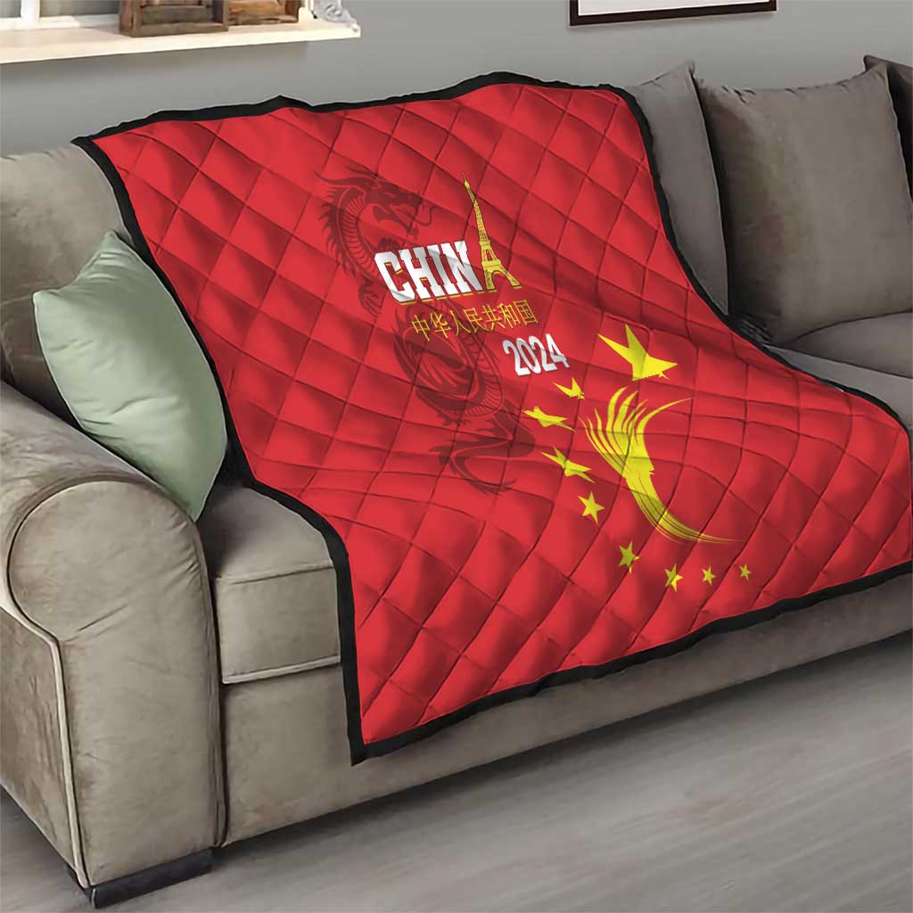 Custom China 2024 Quilt Chinese Dragon Yellow Star - Wonder Print Shop