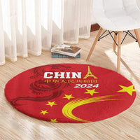 Custom China 2024 Round Carpet Chinese Dragon Yellow Star