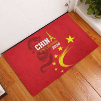 Custom China 2024 Rubber Doormat Chinese Dragon Yellow Star - Wonder Print Shop