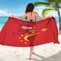 Custom China 2024 Sarong Chinese Dragon Yellow Star - Wonder Print Shop