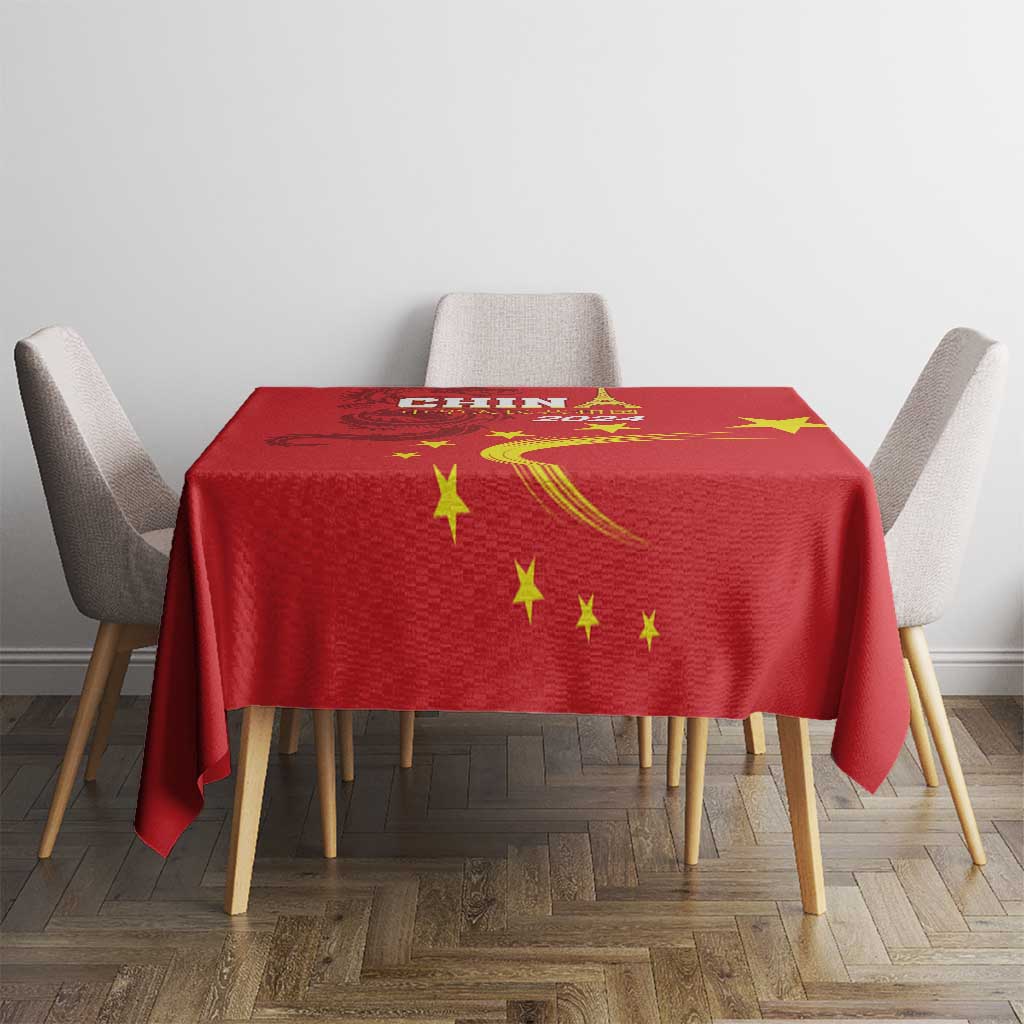 Custom China 2024 Tablecloth Chinese Dragon Yellow Star - Wonder Print Shop