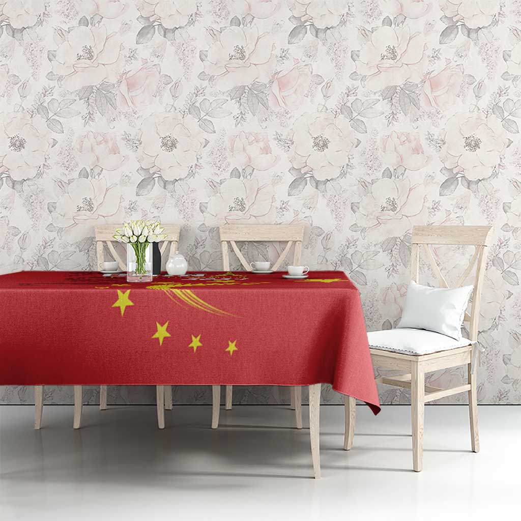 Custom China 2024 Tablecloth Chinese Dragon Yellow Star - Wonder Print Shop
