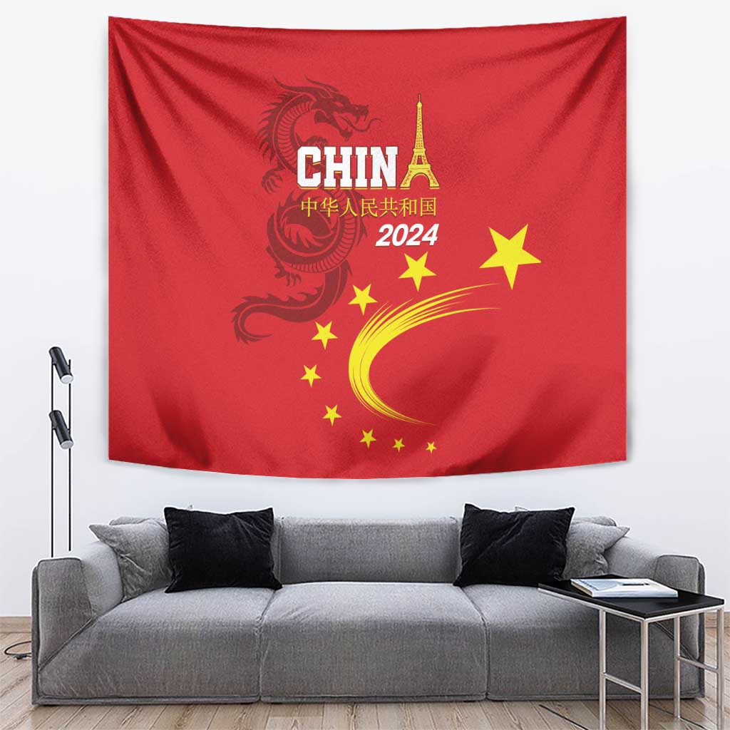 Custom China 2024 Tapestry Chinese Dragon Yellow Star - Wonder Print Shop