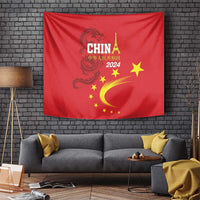 Custom China 2024 Tapestry Chinese Dragon Yellow Star - Wonder Print Shop