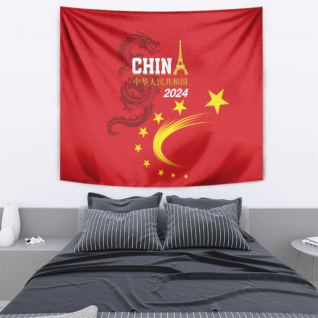 Custom China 2024 Tapestry Chinese Dragon Yellow Star - Wonder Print Shop