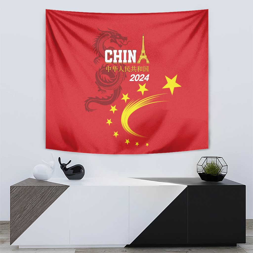 Custom China 2024 Tapestry Chinese Dragon Yellow Star - Wonder Print Shop