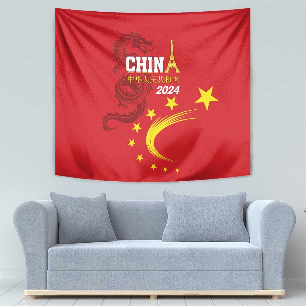 Custom China 2024 Tapestry Chinese Dragon Yellow Star - Wonder Print Shop