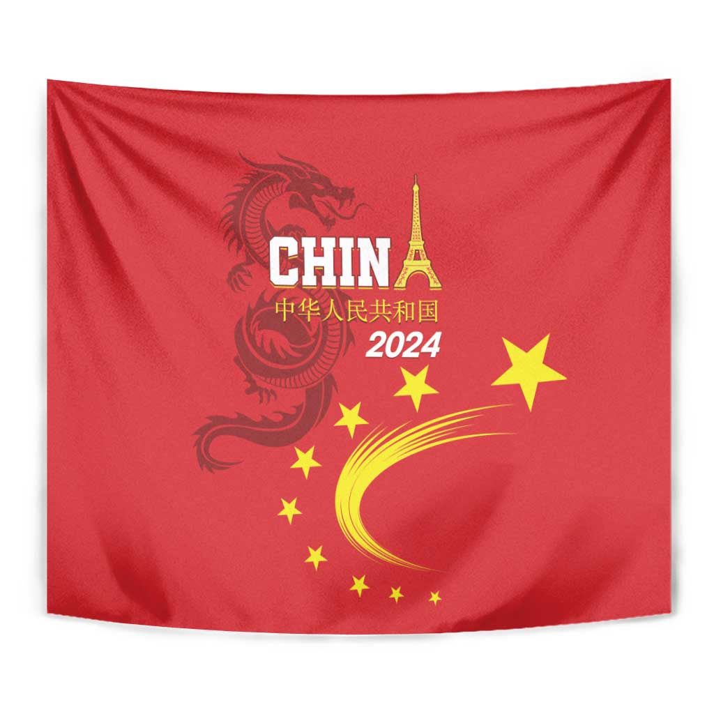 Custom China 2024 Tapestry Chinese Dragon Yellow Star - Wonder Print Shop