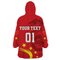 Custom China 2024 Wearable Blanket Hoodie Chinese Dragon Yellow Star - Wonder Print Shop