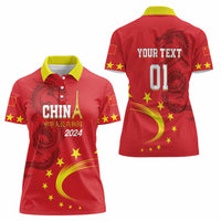 Custom China 2024 Women Polo Shirt Chinese Dragon Yellow Star - Wonder Print Shop