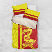 Custom China Bedding Set Chinese Dragon With Eiffel Tower - Wonder Print Shop