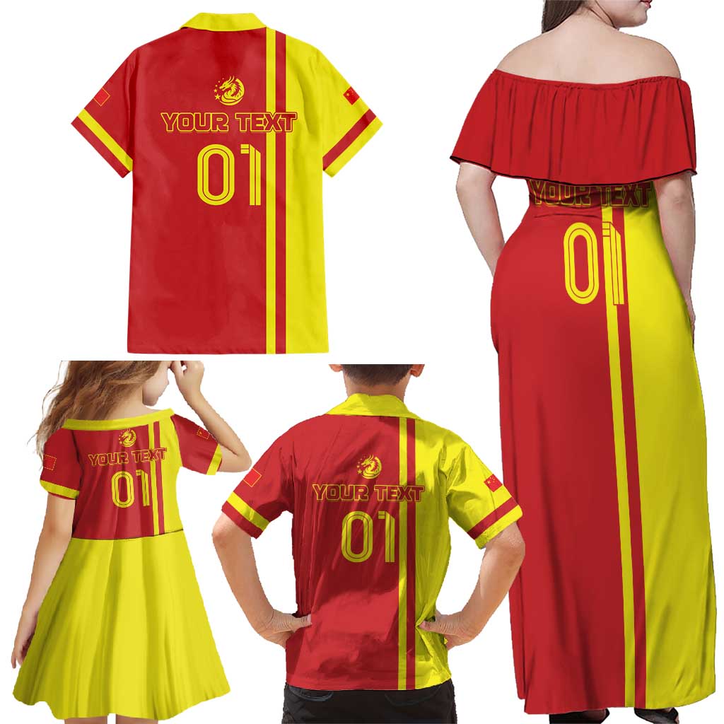 Custom China Family Matching Off Shoulder Maxi Dress and Hawaiian Shirt Chinese Dragon With Eiffel Tower - Wonder Print Shop