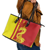 Custom China Leather Tote Bag Chinese Dragon With Eiffel Tower - Wonder Print Shop