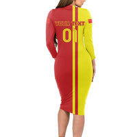 Custom China Long Sleeve Bodycon Dress Chinese Dragon With Eiffel Tower - Wonder Print Shop