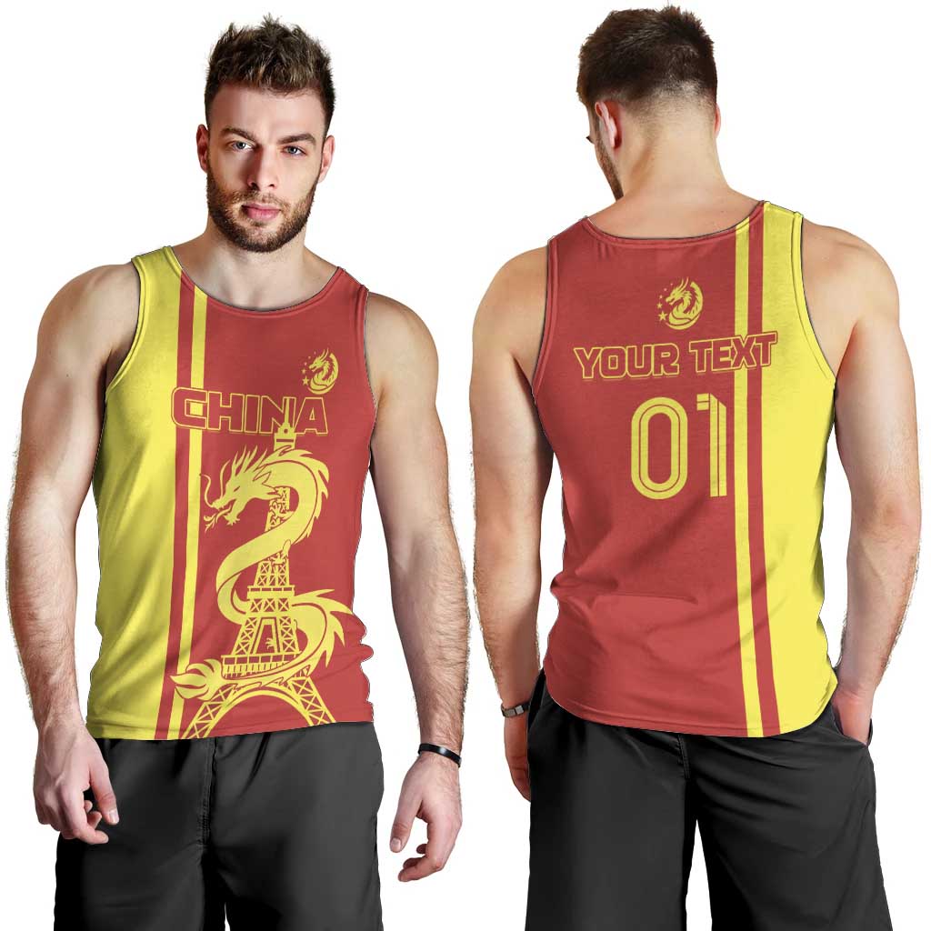 Custom China Men Tank Top Chinese Dragon With Eiffel Tower - Wonder Print Shop