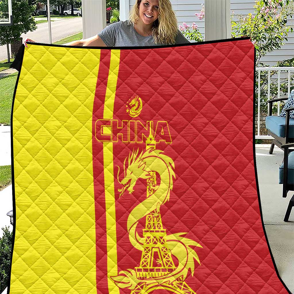 Custom China Quilt Chinese Dragon With Eiffel Tower - Wonder Print Shop
