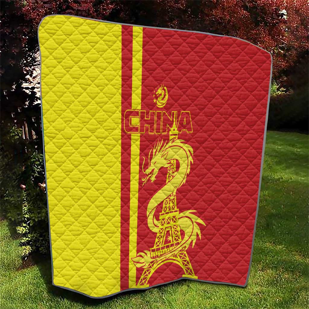 Custom China Quilt Chinese Dragon With Eiffel Tower - Wonder Print Shop