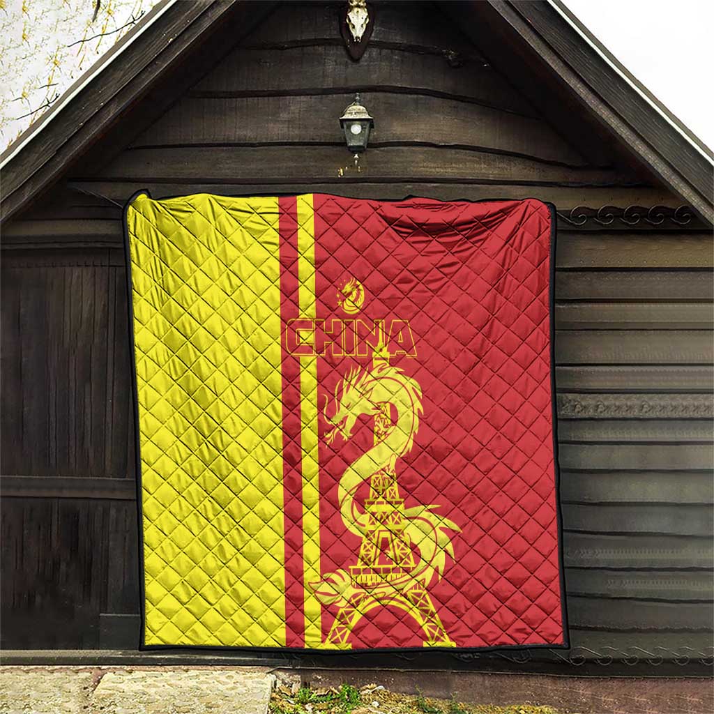 Custom China Quilt Chinese Dragon With Eiffel Tower - Wonder Print Shop
