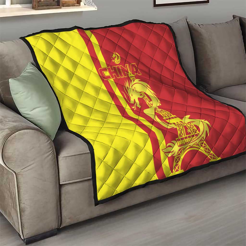 Custom China Quilt Chinese Dragon With Eiffel Tower - Wonder Print Shop