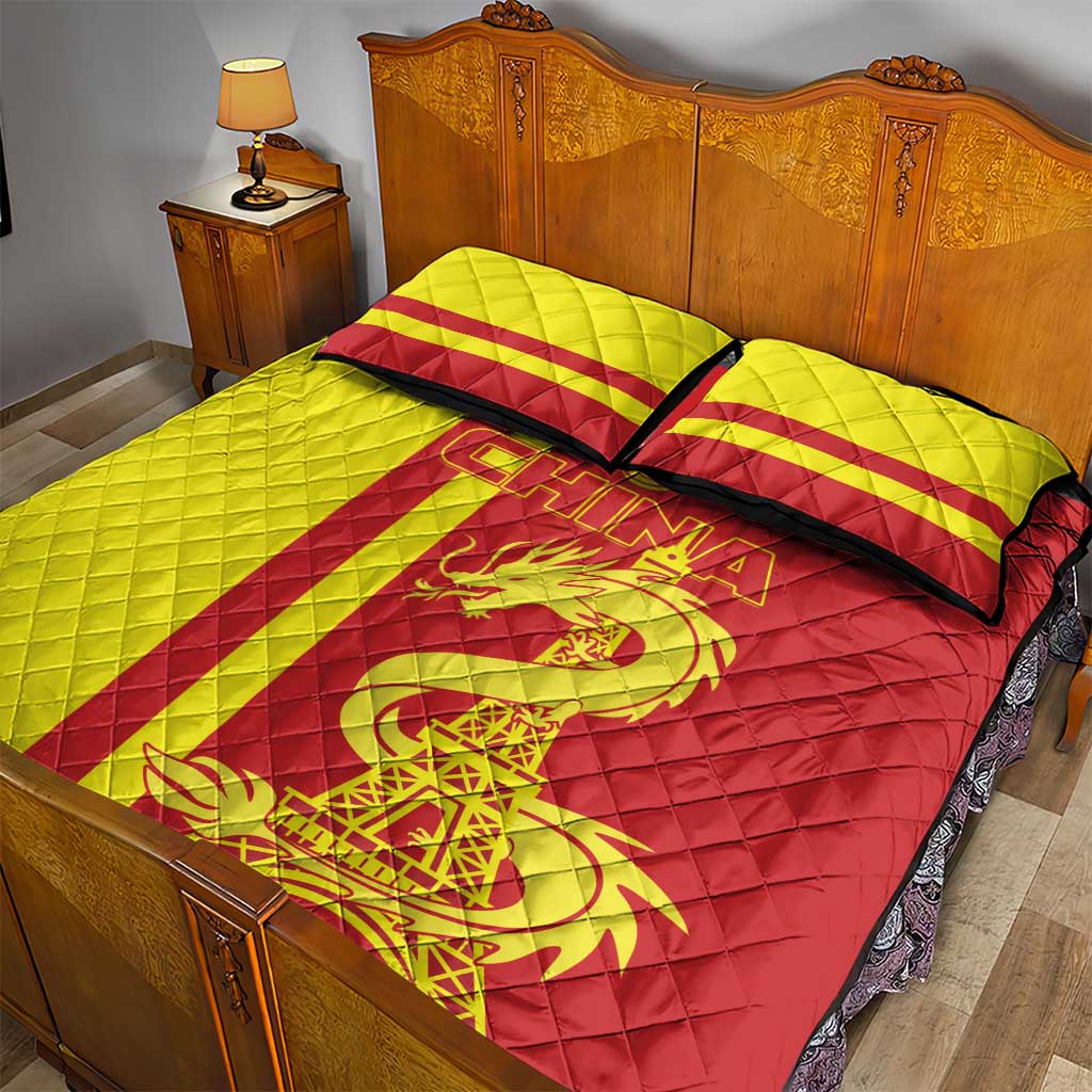 Custom China Quilt Bed Set Chinese Dragon With Eiffel Tower - Wonder Print Shop