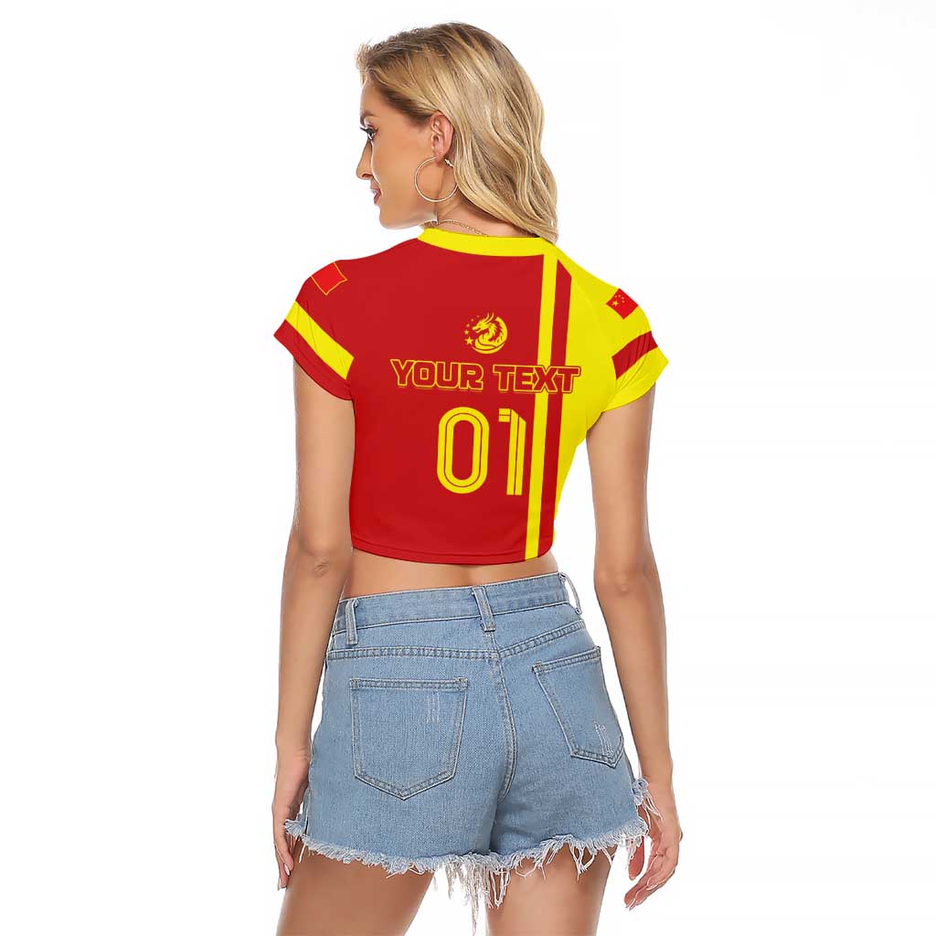 Custom China Raglan Cropped T Shirt Chinese Dragon With Eiffel Tower - Wonder Print Shop