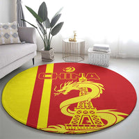 Custom China Round Carpet Chinese Dragon With Eiffel Tower