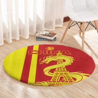 Custom China Round Carpet Chinese Dragon With Eiffel Tower