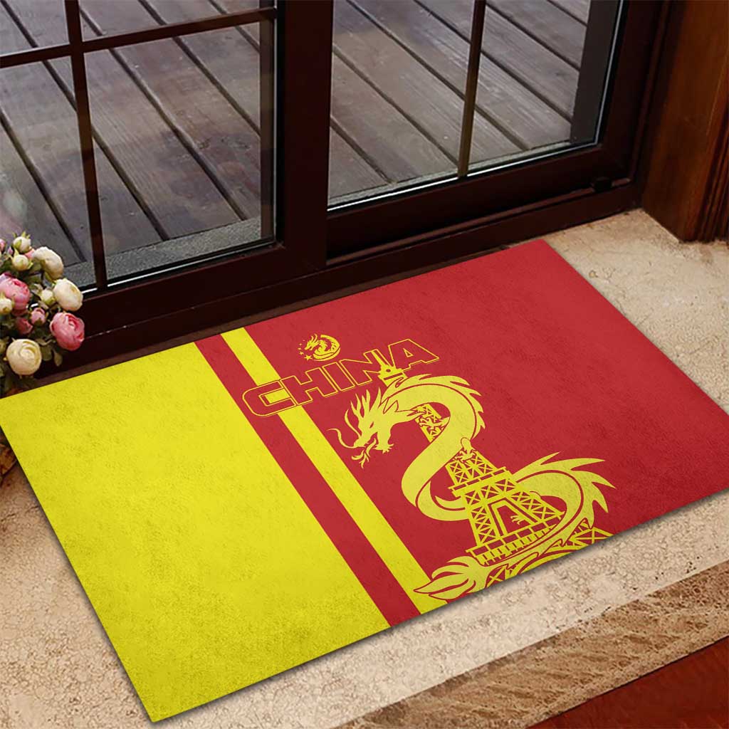 Custom China Rubber Doormat Chinese Dragon With Eiffel Tower - Wonder Print Shop
