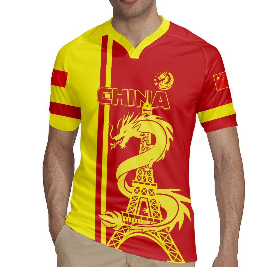 Custom China Rugby Jersey Chinese Dragon With Eiffel Tower - Wonder Print Shop
