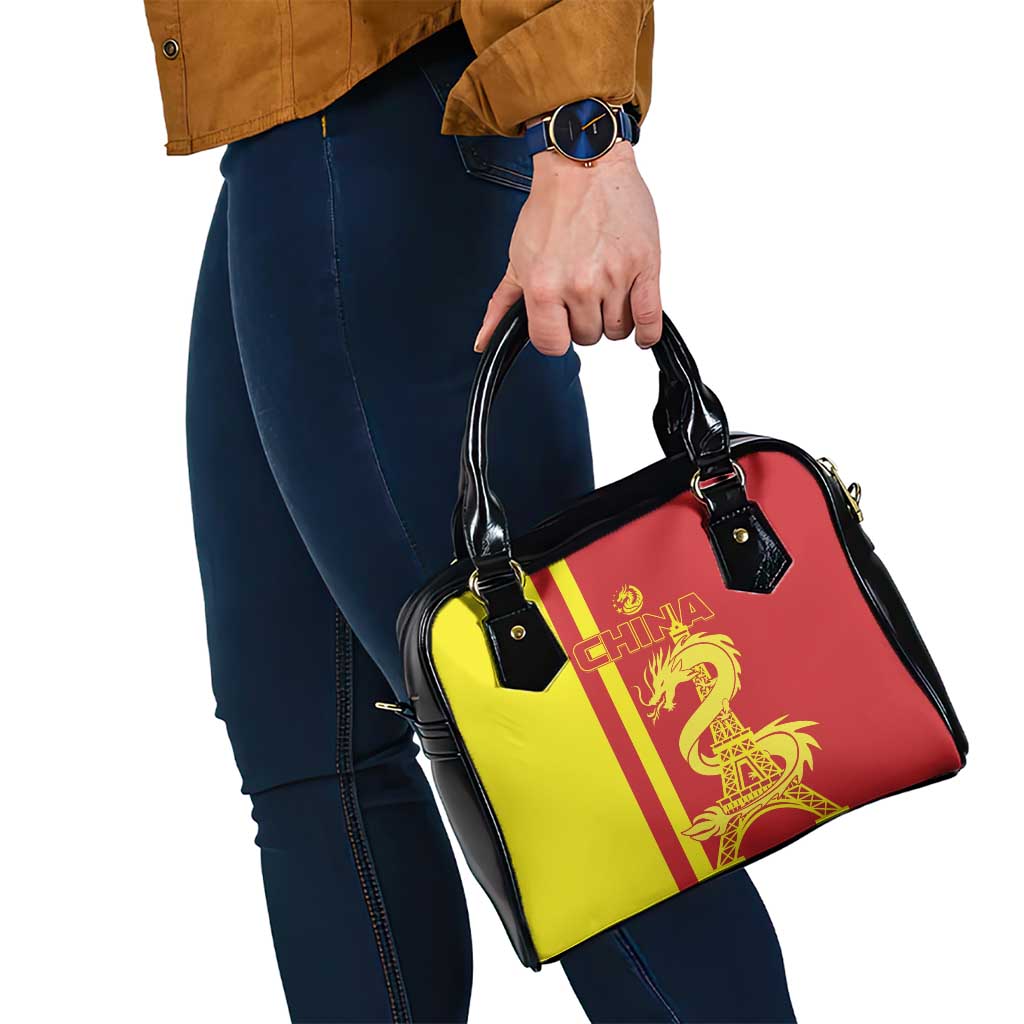 Custom China Shoulder Handbag Chinese Dragon With Eiffel Tower