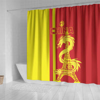 Custom China Shower Curtain Chinese Dragon With Eiffel Tower