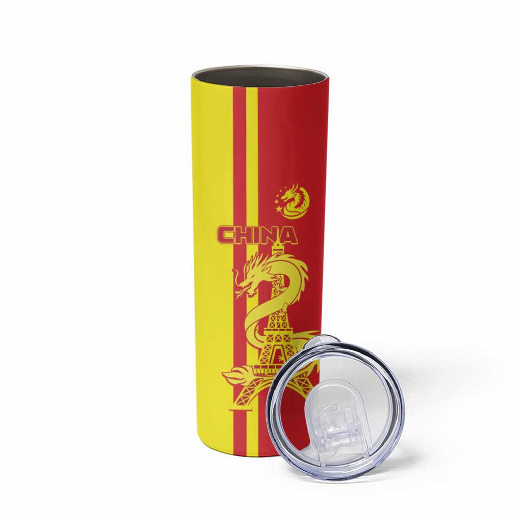 China Skinny Tumbler Chinese Dragon With Eiffel Tower - Wonder Print Shop