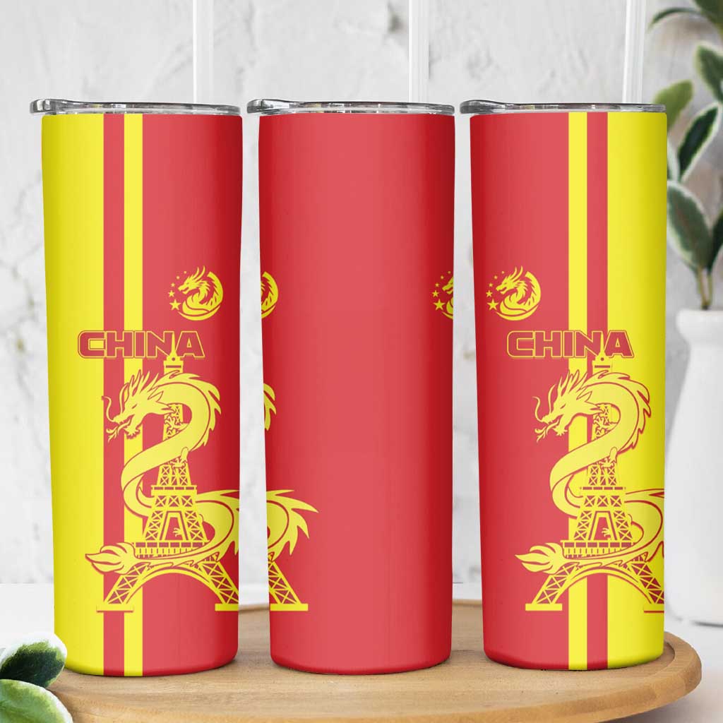 China Skinny Tumbler Chinese Dragon With Eiffel Tower - Wonder Print Shop