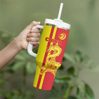 China Tumbler With Handle Chinese Dragon With Eiffel Tower - Wonder Print Shop