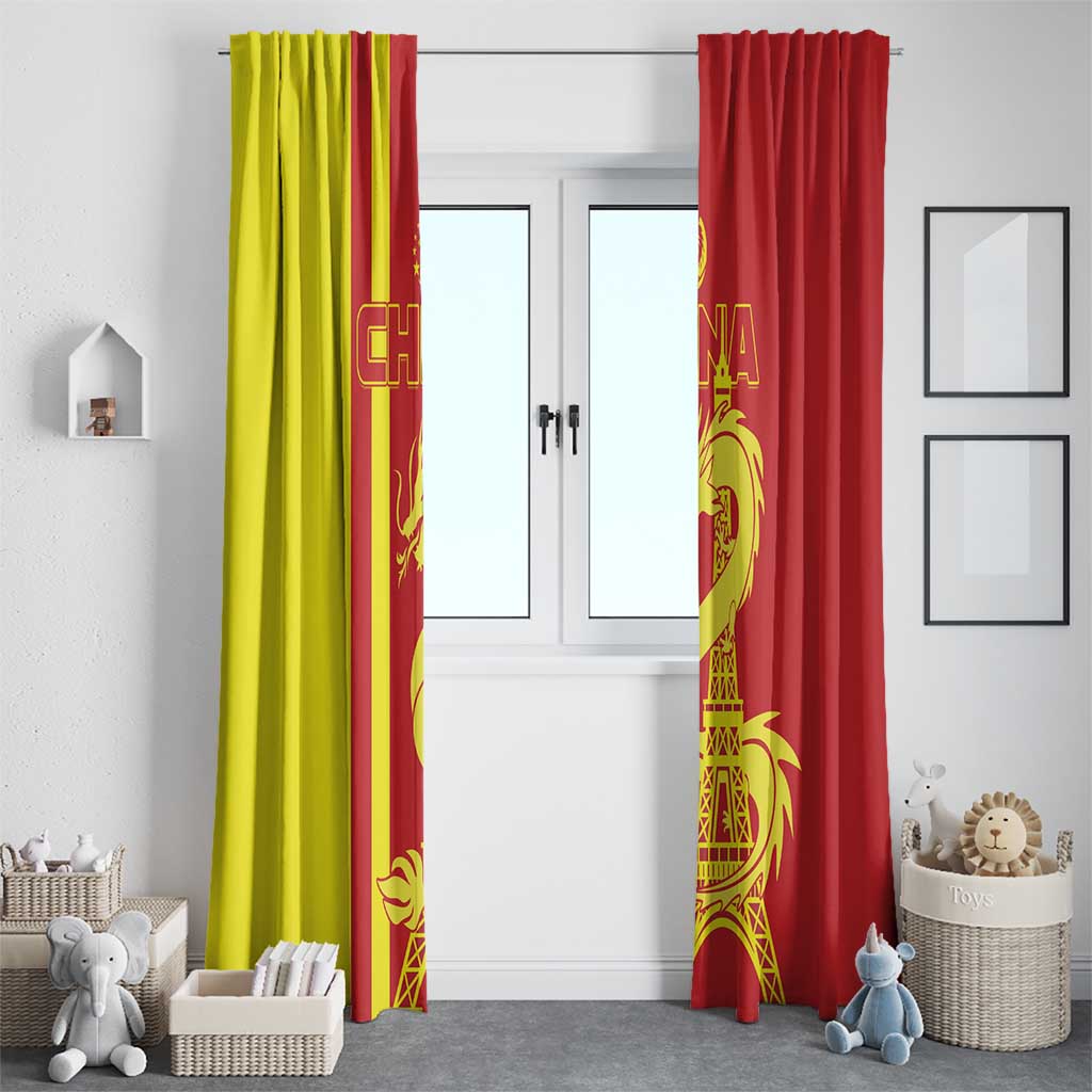 Custom China Window Curtain Chinese Dragon With Eiffel Tower - Wonder Print Shop