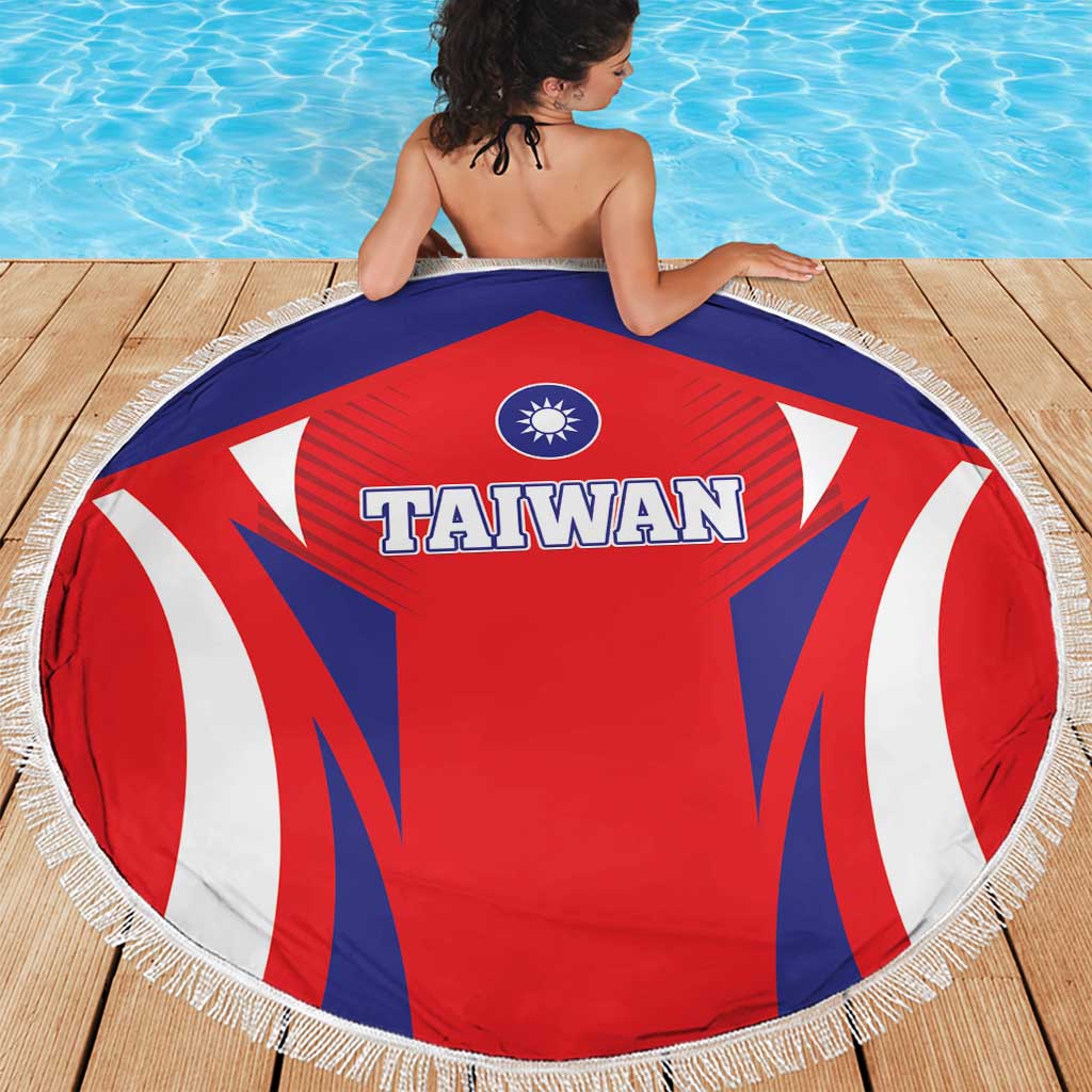 Custom Taiwan Beach Blanket Taiwanese Sporty Flag Style - Wonder Print Shop