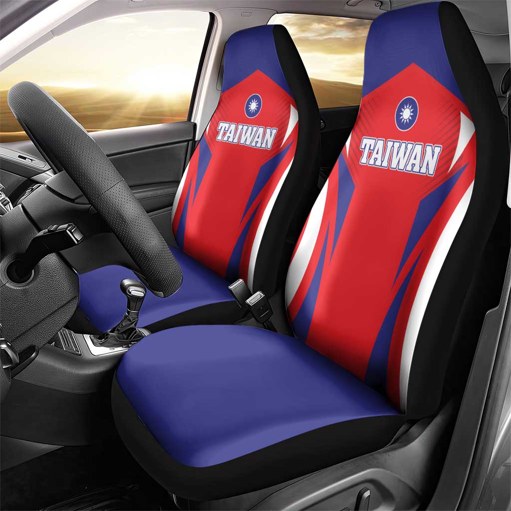Custom Taiwan Car Seat Cover Taiwanese Sporty Flag Style - Wonder Print Shop