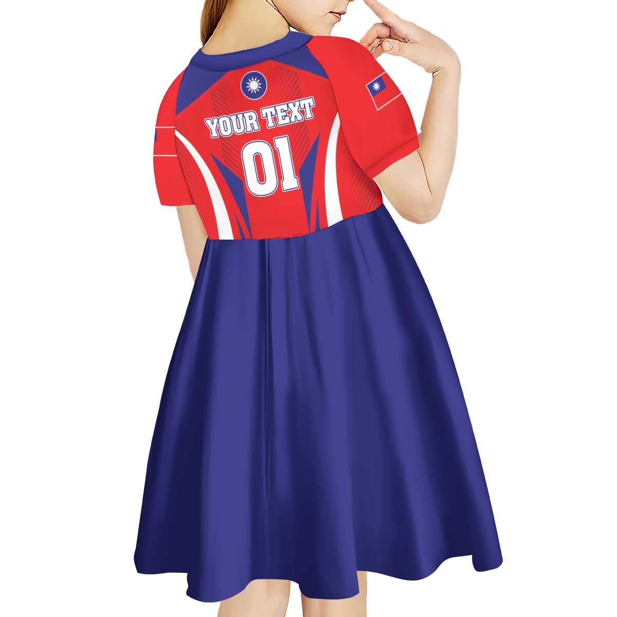 Custom Taiwan Kid Short Sleeve Dress Taiwanese Sporty Flag Style - Wonder Print Shop